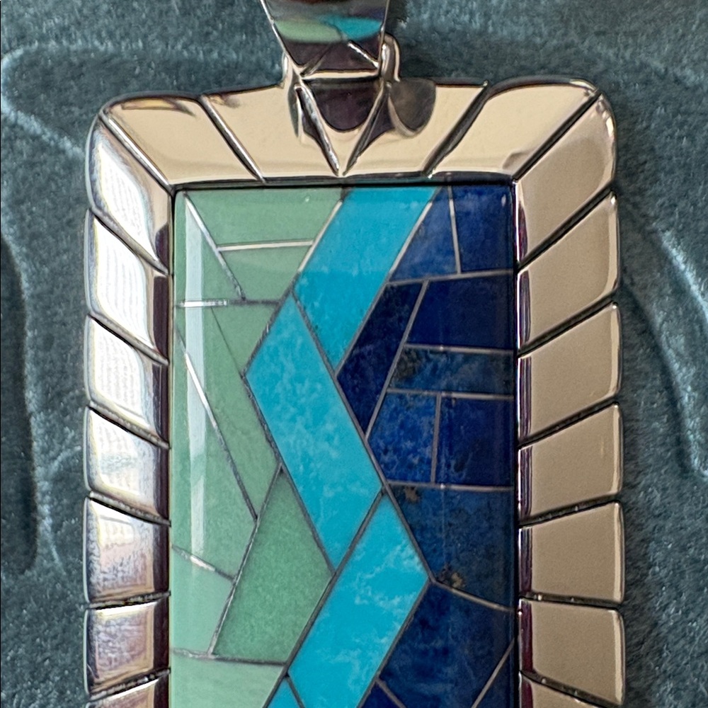 NWOT Carolyn Pollack of Sincerely Southwest-Silver/Turquoise/BlueLapis Pendant - Picture 10 of 13